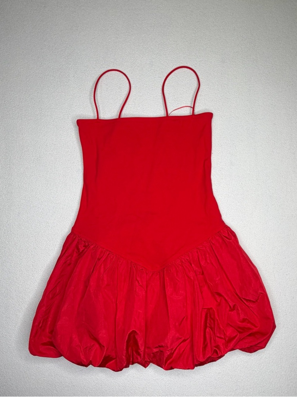 ✨NWT•Edikted Ribbed Bubble Skirt Mini Dress•Red - Picture 9 of 14